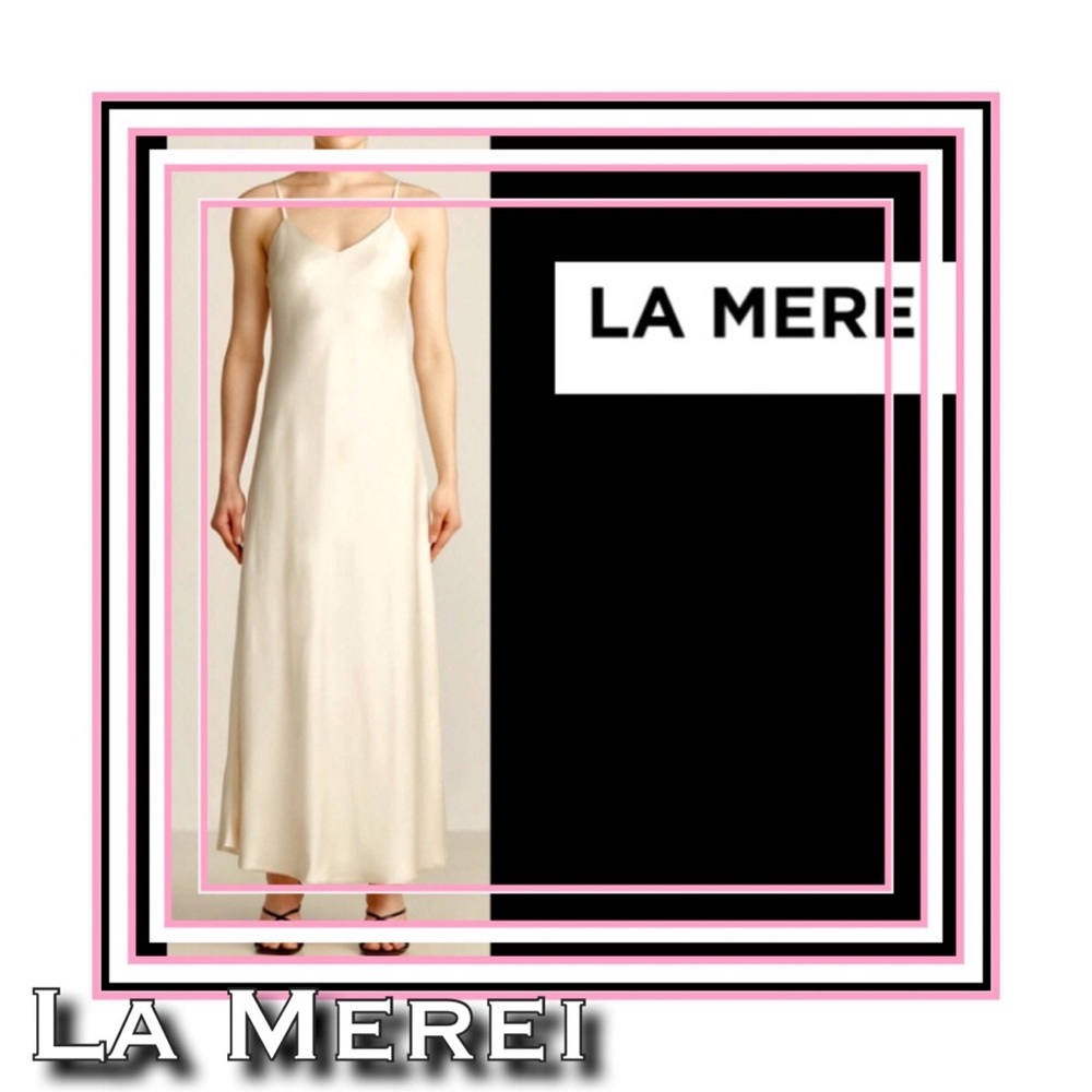 ♥️SOLD♥️LA MEREI Satin Slip Maxi Dress White - Picture 3 of 4